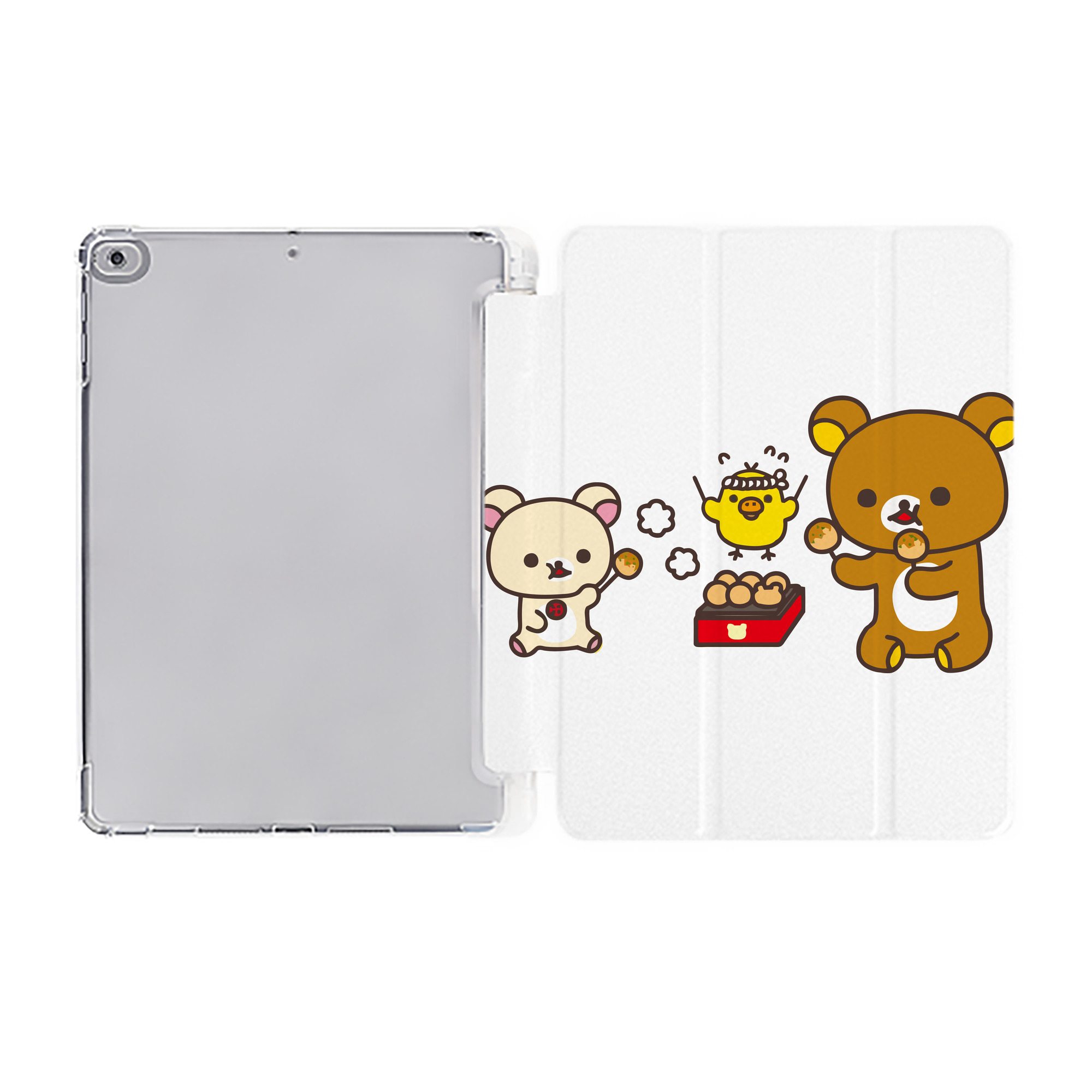 （画像用） リラックマ リラックマ キイロイトリ Rilakkuma Korilakkuma Kiiroitori IPad ケース ペン収納付き 三つ折りスタンド PUレザー×シリコン 対応機種9.5/10.5/10.9インチ